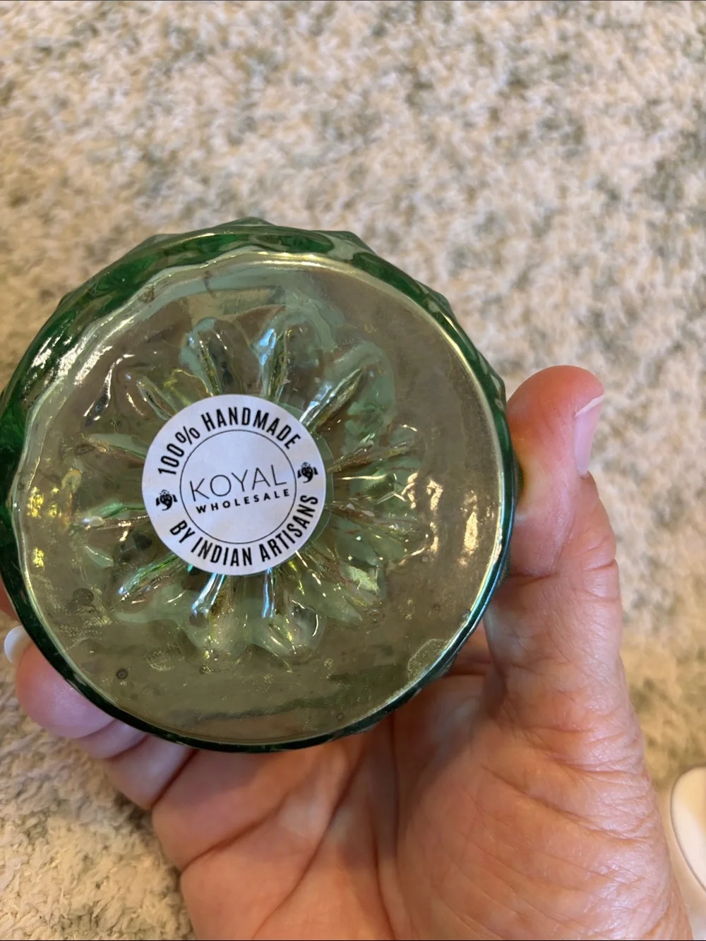 Decorative Sage Green Mercury Glass Votive Candle Holder NWT Pier One 3.75x3”